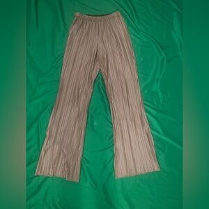 Anine Bing Gold Pleated Wide Leg Pants size XS